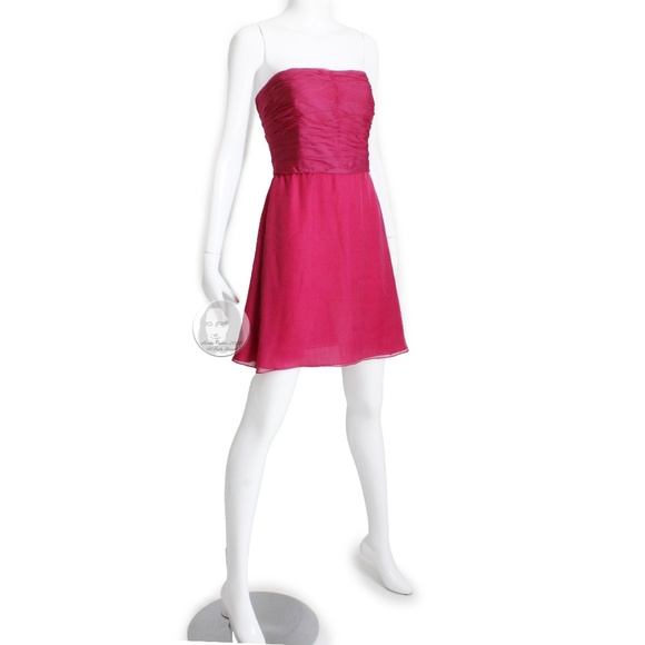 Armani Dress Pink Silk Cocktail Dress Formal Evening Mini Strapless Vintage Sz40 - Picture 1 of 8